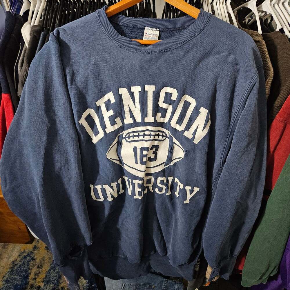Thrashed 90s Champion Reverse Weave Denison University 163 Size XXL